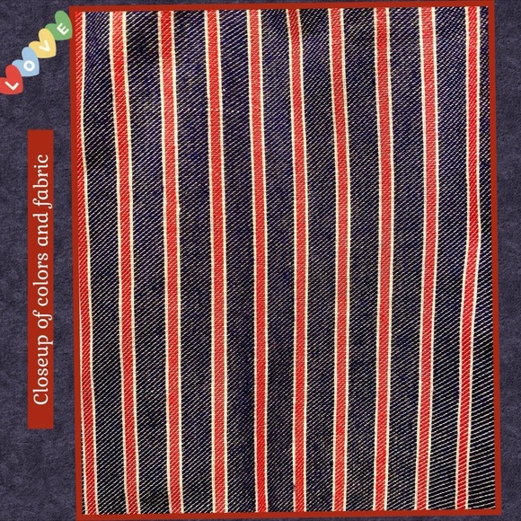 NWT S COTTON LONG LENGTH TUNIC RED WHITE BLUE STRIPE-VELZERA (missing 1 button) - Picture 6 of 12
